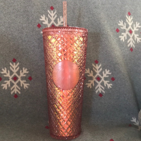 Starbucks Rose Gold Jeweled Tumbler Limited Edition Holiday 2021 Venti 24oz